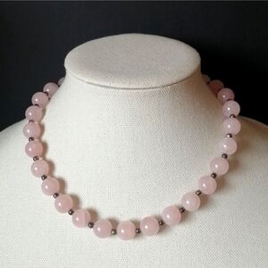 Vintage Milor Italy Short Pink Quartz 925 Sterling Silver Spacers Magnetic Clasp